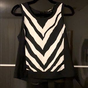 Black tank top with zebra stamp